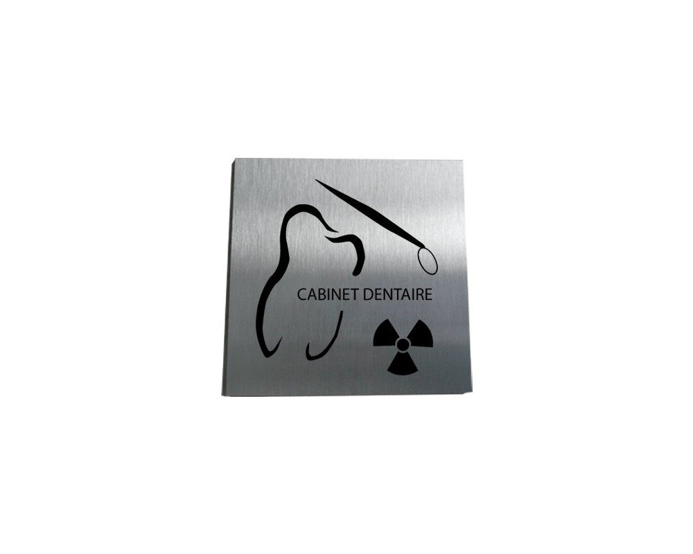 AUA SIGNALETIQUE - Plaque Aluminium Brossé Cabinet Dentaire - 200x200 mm