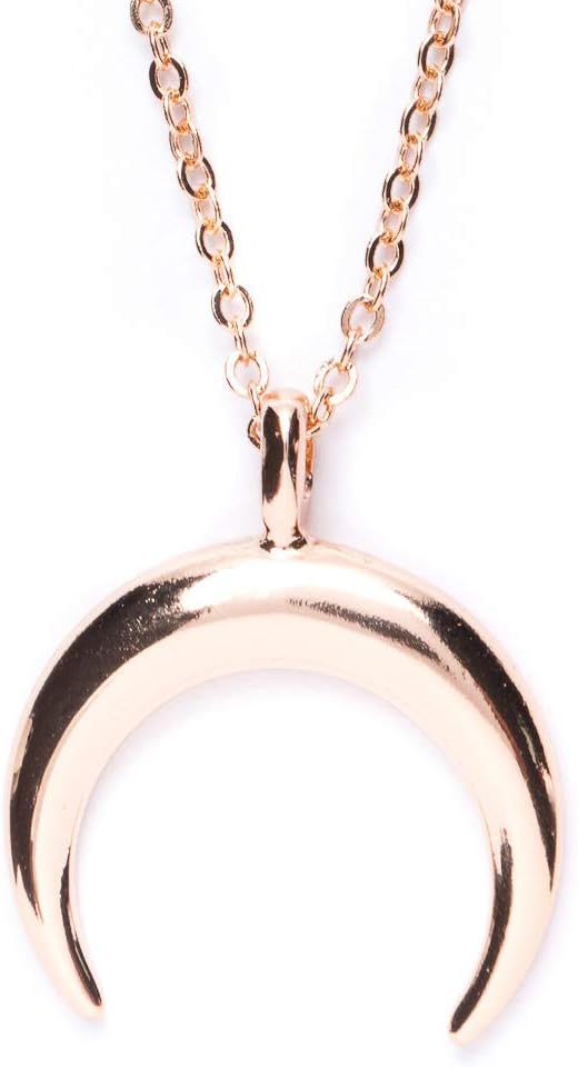 Women Half Moon Necklace Rose Gold | Delicate Horn Pendant Necklace Stainless Steel Jewellery
