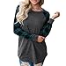 GONKOMA Women Plaid Blouse Long Sleeve Casual Sweatshirt Pullover Patchwork Tops Blouse Shirt