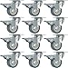 12 Pack 2-Inch 65-Pound Swivel Lock Brake Polyurethane Plate Caster