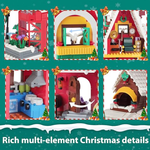 Christmas House Building Blocks Set, with LED Light, Small Christmas