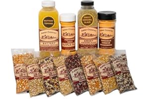Amish Country Popcorn | 8-4 Ounce Variety Gift Set with Buttery Topping, Sweet Caramel Glaze, Ballpark Salt & Cheddar Cheese Seasoning | Old Fashioned, Non-GMO and Gluten Free