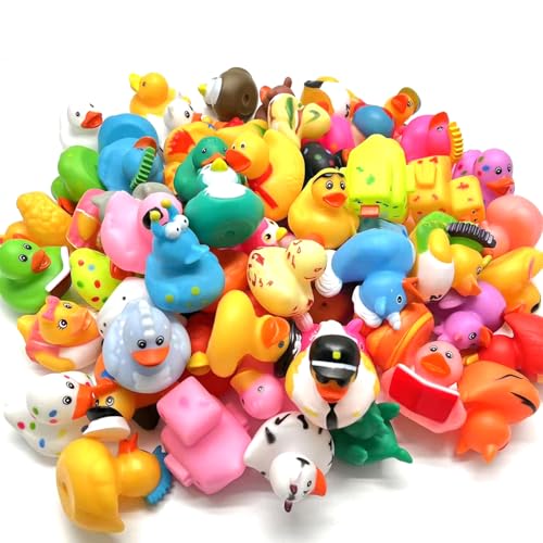 LINICE 30 Pcs Rubber Ducks, Random Assortment Ducks Bulk, Mini Rubber Duckies for Toddler Baby Bath Toys, Kids Bath Pool Toys Birthday Gifts Party Favors