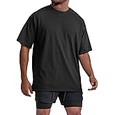 Men's Oversized Workout T-Shirts Lightweight Quick Dry Short Sleeve Tshirts Crew Neck Loose Fit Athletic Tops