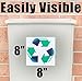 Retail Genius Oversized 8in Recycle Symbol Sticker 5 Pk for Green White & Blue Recycling Bins & Cans. Large Decals ID Recycled Plastic, Paper, Cardboard, Glass & Aluminum Recyclable Containers.