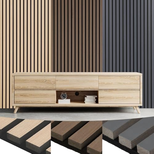 Fiqops 2er Akustikpaneele Holz 120x60 cm Grau 21 mm