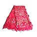 LaceQin 5 Yards 3D Swiss Yarn Lace Wedding African Lace Fabric French Royal Lace Fabric Silver White Yellow 4 Colors (Pink)