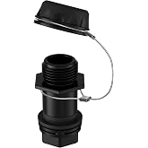 Black Cooler Drain Plug Replacement with Stainless Steel Tether, Leak-Proof Drain Plug Compatible with Igloo BMX, IMX &amp; Overland Coolers 25&ndash;72 Qt, Easy Install Cooler Replacement Part