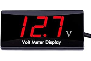 BlyilyB 1-Pack DC 12 Volt Meter Gauge Red Digital Voltage Display Meter Tester Voltmeter for Car Motorcycle