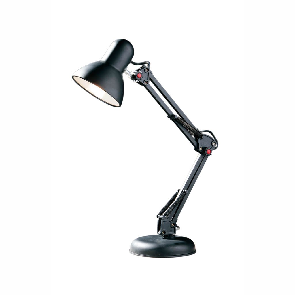Premier Housewares Bedside Desk Lamp, Standing Table Lamp for Bedroom and Office for Study or Reading, H60cm x W17cm x D21cm, Black - Studio