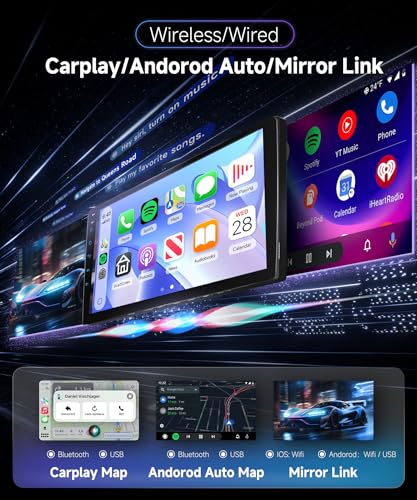 Hodozzy Car Radio for Peugeot 307 2002-2013 with Wireless CarPlay Android Auto, 9 Inch Touchsreen with Bluetooth/RDS Radio/SWC/GPS/YouTube/USB/V-Link/+Reversing Camera