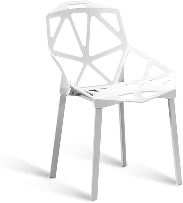 Byrhgood Modern Minimalist Plastic Dining Chair Conference Chair Chair Fashion Creative Wrought Iron Cafe Chair Dormitory Student Plastic Chair (Color : White)
