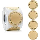 500PCS Canning Label Stickers for Jars and Lids,2Inch Round Jars Labels for Mason Jar,Wreath Designs Kraft Sticker Labels for Food Containers Candle Pantry Spice Lids Bottle Label (Brown92)