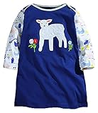 Fiream Little Girls Cotton Long Sleeve Cartoon Pattern Dress (S0089,18Months)