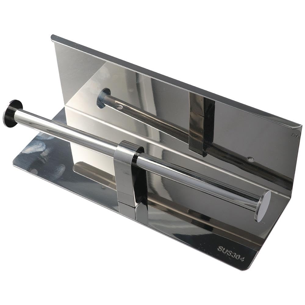 Upluckey Double Toilet Paper Holder with Shelf Tissue Roll Dispenser Brushed Nickel Tissue Holder Mobile Phone Storage Rack for Bathroom