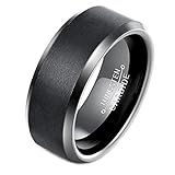 HERACULS 8MM Tungsten Carbide Ring for Man Simple Wedding Engagement Band Ring Black Size 12