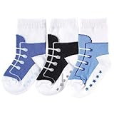 3pk Non-Skid Shoe Socks, Boy Sports Shoe Socks, 12-24 months