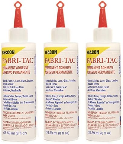 Three-Pack Beacon Fabri-Tac Permanent Adhesive, 8 Ounce