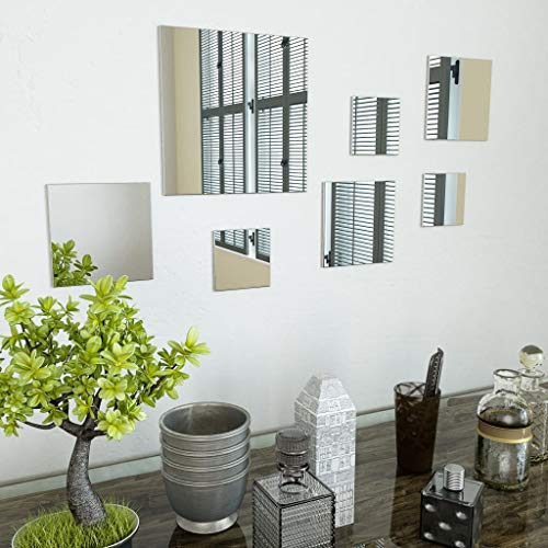 N / A 7 Piece Wall Mirror Set Square Glass，Self Adhesive Frameless