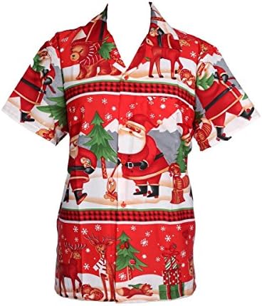 KIKLO Mens Christmas Santa Xmas Hawaiian Shirt Hawaii Gift HIM Party Holiday S to XXL