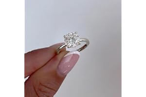 1Pc Elegant and Simple 1CT-3CT Silver Round Solitaire Sterling Silver Wedding Ring Suitable for Women's Wedding Wear Ladies B