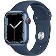 Apple Watch Series 7 (GPS + Cellular, 41mm) Blue Aluminum Case with Abyss Blue Sport Band, Regular (Renewed)
