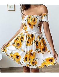 KIRUNDO 2019 vestido de verano con estampado floral y cintura alta, sin hombros, para dama