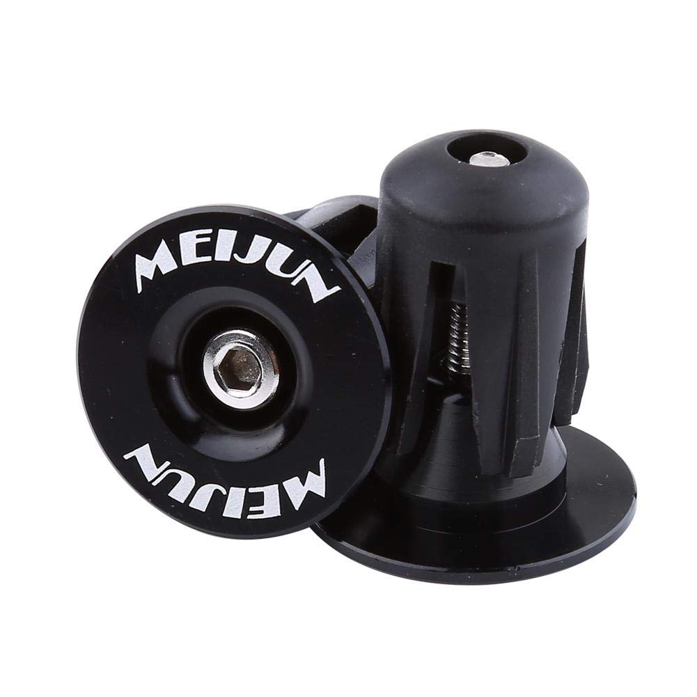 2pcs Bike Handlebar End Plug Colorful Aluminum ycle Handlebars Bar Grips End Plugs Bike Bar End s Bike Accessory replacement for Mountain Bike Road ycle MTB(Black)