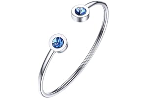 PROSTEEL Stainless Steel Birthstone Bracelet Jan - Dec Birthday,Jewelry for Women,fit Wrist from 5.5''-7.6'' in Circumference, Come with Box