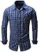Neleus Men's Cotton Long Sleeve Button Down Plaid Shirts,115,Navy Blue,L,EUR XL