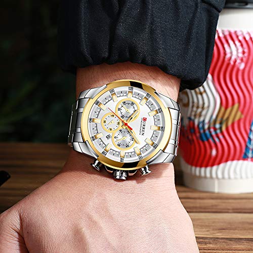 Curren 8361 - Reloj de pulsera para hombre, con visualización de fecha, acero analógico, color plateado - Imagen 4