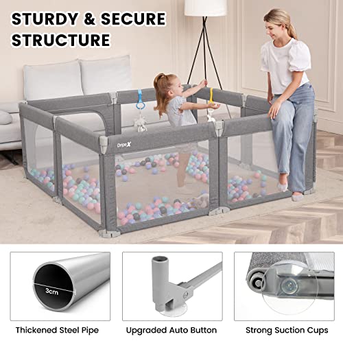 Foldable Playpen, Baby Playpen Collapsible with Zipper Gates