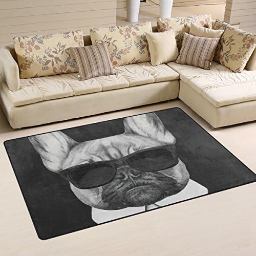 Yibaihe Morden Area Rug Carpet Doormat Floor Mat Cool Bulldog Water-Repellent Non-Slip Washable For Living Room Bedroom Front Door Entry Way Indoor 79 x 51 cm (31 x20 in)