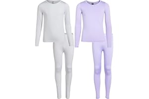 Rene Rofe Girls' Performance Thermal Underwear Set - 4 Piece Cozy Fleece Long Johns Base Layer Set for Girls (Sizes: 2T-16)