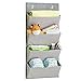mDesign Chevron Wall Mount/Over Door Fabric Closet Storage Organizer for Toys, Baby/Kids Clothing - 4 Pockets, Gray/Cream