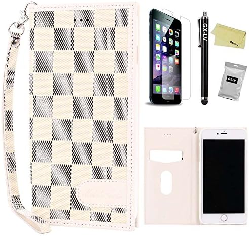 iPhone 6 Plus Leather Case,iPhone 6S Plus Leather Case,GX-LV Slim Luxury Leather Folio Flip Case Cover with Card Holder,Magnetic Closure and kickstand for iPhone 6 Plus/iPhone 6S Plus.White