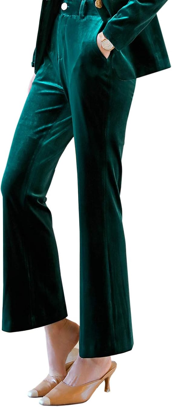 green velvet high waisted pants