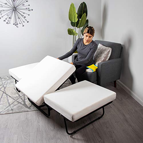 Milliard Folding Bed Ottoman Single Cot Size with Grey Suede Cover