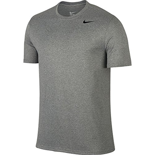 NIKE Men's Dry Legend 2 Tee, Dark Grey Heather/Black/Black, Small Tall