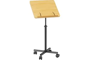 KSACRY Rolling Podium Stand for Teachers Classroom Lecture, Height Adjustable Portable Home Office Podiums Music Book Stand Floor for Reading, Sit-to-Stand Desk Laptop Standing Workstation.