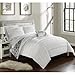Chic Home 8 Piece Atticus Pleated and Ruffled REVERSIBLE Paisely Floral Print, Sheets set included in King Bed In a Bag Duvet Set White Shams and Decorative Pillows included