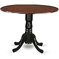 East West Furniture DLT-MBK-TP Dublin Dining Room Table - a Round kitchen Table Top with Dropleaf & Pedestal Base, 42x42 Inch, Mahogany & Black