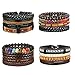 THUNARAZ 8-15Pcs Men Leather Bracelets Hemp Cords Wood Beads Ethnic Tribal Bracelets Leather Wristbands