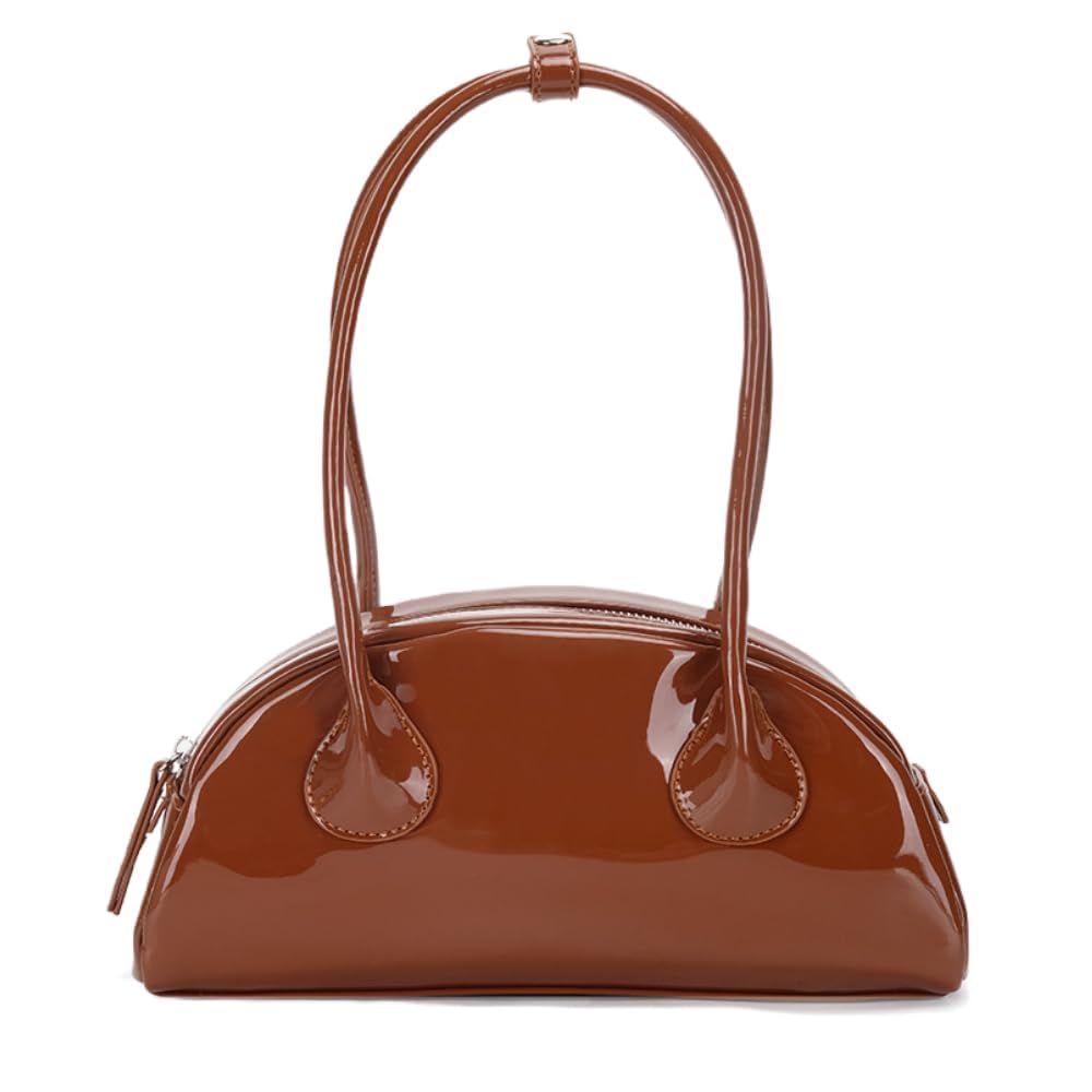 Photo 1 of Patent Leather Shoulder Purse for Women Tote Handbags Small Top Handle Purse Cute Clutch Hobo Bag Satchel