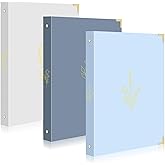 Gueevin 3 Pcs Aesthetic 3 Ring Binder for Women Sturdy 1 Inch Ring Binder Fits Letter Sized Paper with Pocket Organize for Work School Office (Blue)
