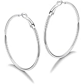 FaithHeart 2mm Thin Hoop Earrings for Women Hypoallergenic, Silver/Black/14K Gold Plated Stainless Steel Large Hoop Earrings for Women Lightweight Earring Trendy Jewelry, 20mm-100mm