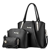 LINGTOM 3 Pieces Lady Womens PU Leather Shoulder Bags Top Handle Cross Satchel Handbag Set