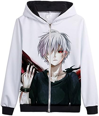 Anime Tokyo Ghoul Cosplay Zip Zipper Hoodie Hooded Sweater for Men Teens
