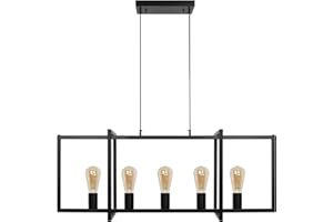 Z ZOSIMIO LIGHT Farmhouse Modern Kitchen Island Chandelier, Industrial Black Island Light Fixture for Dining Room Kitchen Living Room (5-Light)