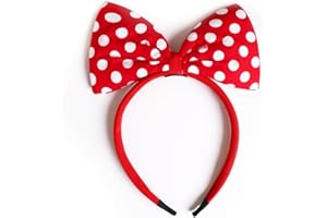 2 Pcs Sequin Bow Headband,Red Sequin and Dot Bow Mouse Ears Headbands for Birthday Party Cosplay Princess Decoration